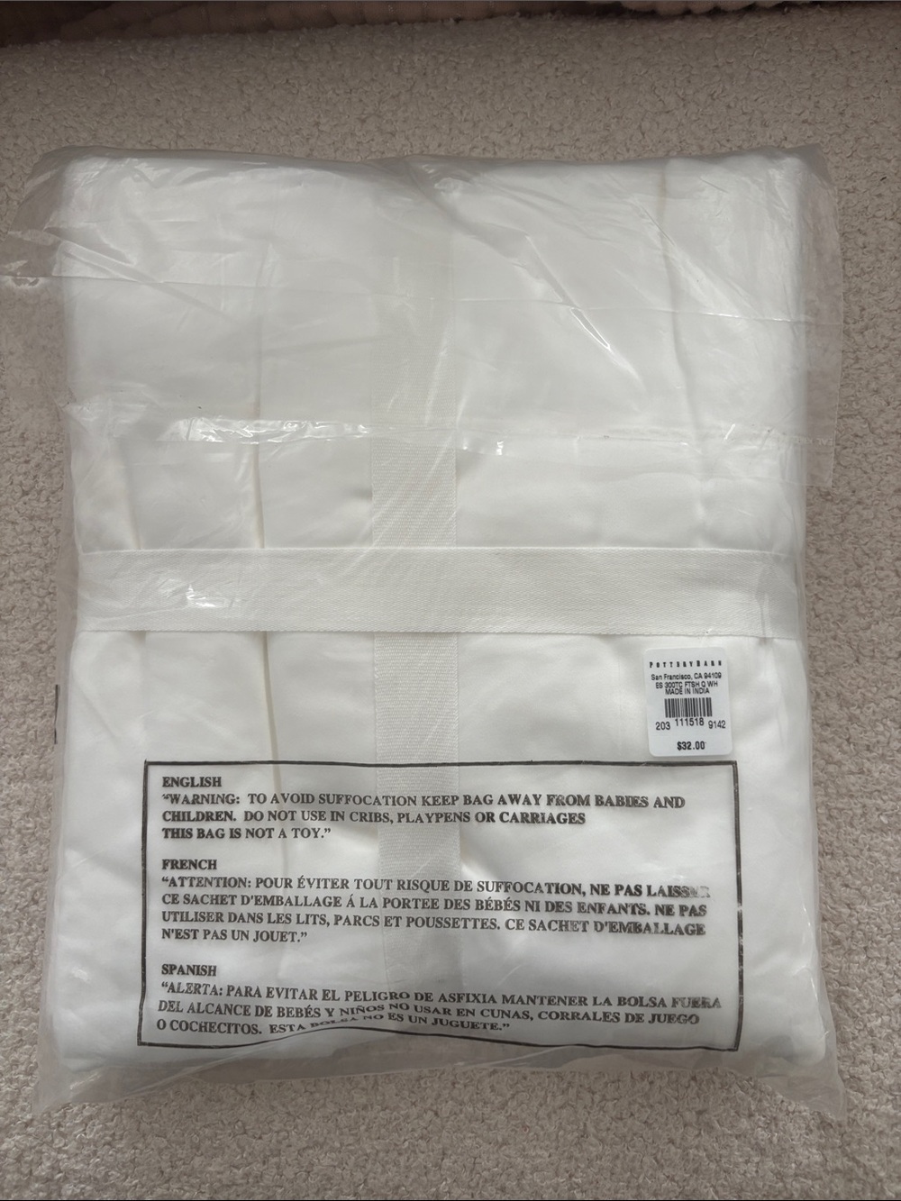 Pottery Barn Essentials White Fitted Sheet - Queen/Grand - Picture 2 of 2